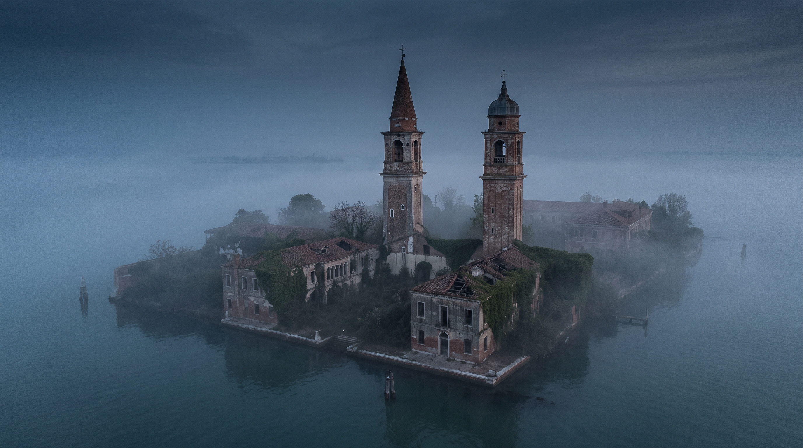 Poveglia Island Bell Tower Shrouded in Fog